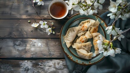 Wall Mural - delicious aple dumpling in a plate, top view
