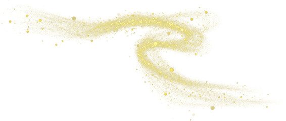 Wall Mural - Gold glittering stars dust trail. Gold glistering explosion on transparent png background