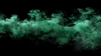 Fluffy and dense puffy green smoke on black background generative ai
