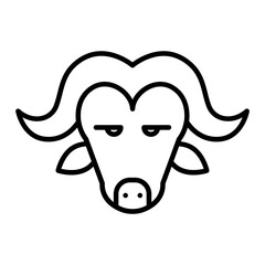 Sticker - Buffalo head icon. outline icon