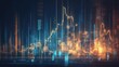 © kitipol - Abstract futuristic background featuring a matrix of binary code, bright light streaks, and rising stock graphs, representing the integration of technology and finance.