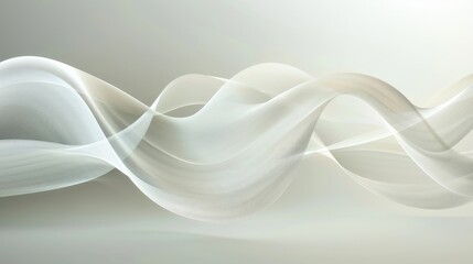 Wall Mural - Abstract composition featuring flowing white wave surfaces on a clear background, evoking a sense of tranquility and elegance.