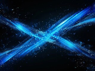 A glowing blue technology illustration with crossed fiber optic cables in an x shape. 