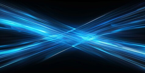 A glowing blue technology illustration with crossed fiber optic cables in an x shape. 