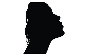 Wall Mural - Beautiful Face Woman Side View Silhouette on Isolated white background, Woman avatar, Female face Silhouette Vector Illustration.
