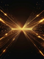 Wall Mural - a black background with gold light in the shape of an x made with fiber optic cables.