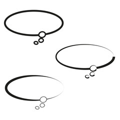 Poster - Speech bubble icons. Simple oval shapes. Black and white. Vector design.