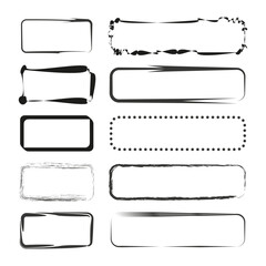 Poster - Grunge frame set. Rectangular shapes. Black and white. Vector illustration.