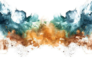 Wall Mural - Earthy brown and green watercolor splotch on transparent background.