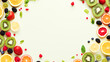 © kody_king - A border made up of various fruits, with a blank space in the center, a fresh background color, and an overall bright and vibrant style.