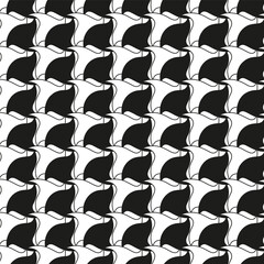 Wall Mural - Tessellated pattern design. Black and white interlocking shapes. Abstract geometric repetition. Modern visual art.