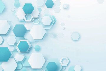 Wall Mural - abstract light blue background with hexagons and shapes, technology or science concept. abstract fut