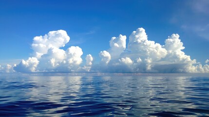 Wall Mural - Cloud filled sky above the blue ocean