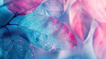 Wall Mural - Macro leaves background texture blue. beautiful artistic image of nature