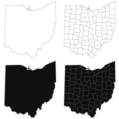 Wall Mural - Ohio administrative map, Ohio outline and counties state map set - illustration version