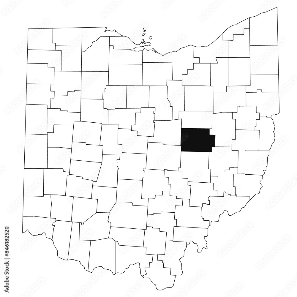 Map of coshocton County in Ohio state on white background. single ...