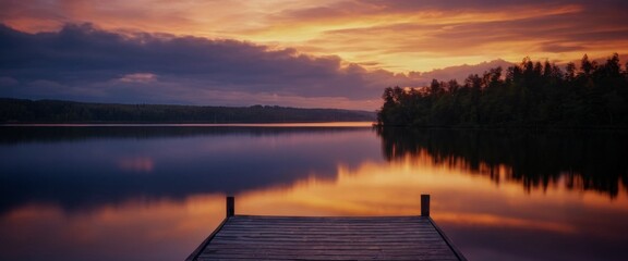 Magical realism style deep violet and orange sunset