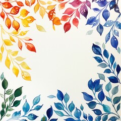 Wall Mural - A colorful leafy border with a white background