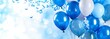 © Jane Kelly - Blue birthday balloons background. Celebration background