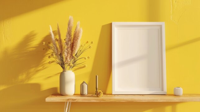 modern frame with yellow background generative ai