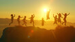 © malik - kids run in the park at sunset. friendly family children camp kid dream concept. a group of children run on the grass at rays fun of the sun silhouette. childhood dream teamwork sunset concept