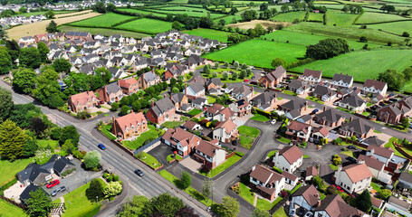 Aerial photo of Residential homes in Broughshane Ballymena Co Antrim Northern Ireland