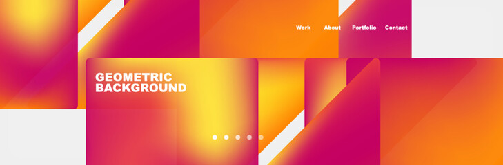 Colorful fluid gradient triangles and squares web site template. Vector Illustration For Wallpaper, Banner, Background, Card, Book Illustration, landing page
