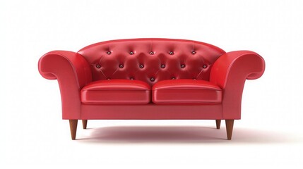 Wall Mural - Cartoon Red Sofa Talking Looped Video White Background.