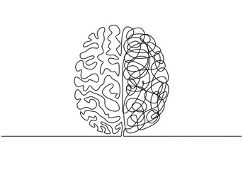 Wall Mural - Human brain continuous line drawing. Anatomy concept. Vector illustration in minimalist design.