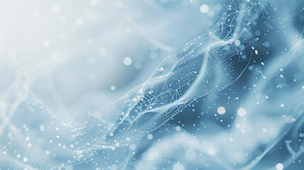 Poster - Abstract Blue Network with White Bokeh Lights, for Technology and Data Visualization