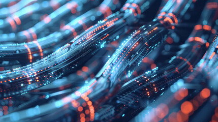 Poster - Abstract Blue and Red Technology Lines, for Futuristic and Digital Design