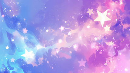 Poster - Abstract Watercolor Galaxy with Stars, for Dreamy and Fantasy Design
