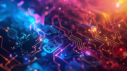 Poster - Abstract Circuit Board with Copy Space Text for Technology Background