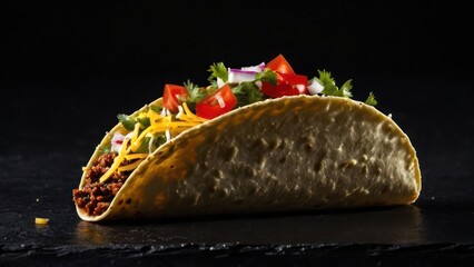 Sticker - Minimalist Elegance, Dark Surface Tacos with Delicious Toppings