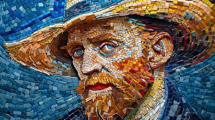 Wall Mural - Van Gogh composed using mosaic technique