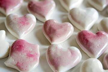 Poster - Pink and white heart shapes,