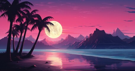 Vaporwave and moon