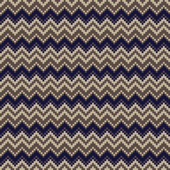 Poster - Neutral Colour Chevron Fair Isle Seamless Pattern Design