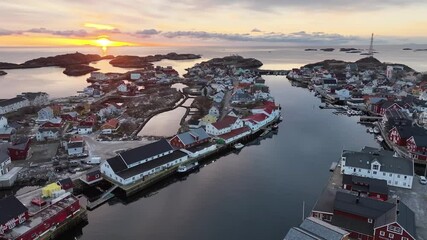 Wall Mural - Aerial view of Lofoten Islands beautiful landscape during winter