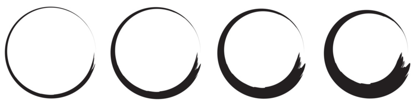 Grunge circle brush ink frames set. Clip-art illustration set on white background.  Vector illustration. EPS 10/AI