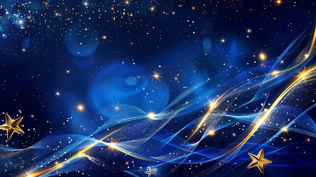 sky with stars shining background. abstract magic banner with lines and lights.