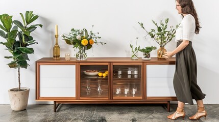 Canvas Print - a raw photograph of a beautiful sideboard for an office