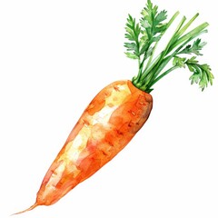 Wall Mural - watercolor of a carrot clipart isolated on white background. concept for important components of the design