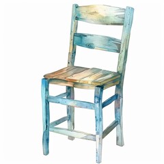 Wall Mural - watercolor of a chair clipart isolated on white background