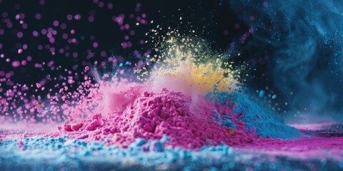 Poster - A colorful powder is scattered on a surface