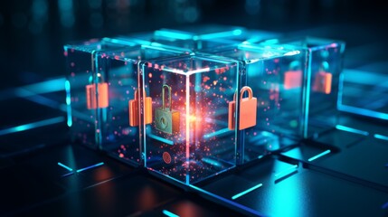 Poster - a secure blockchain transaction, emphasizing the transparency and immutability of cryptocurrency in the internet business landscape.