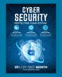 © dlzerox - Cyber security modern banner or flyer template, Cybersecurity Information safety leaflet design or flyer