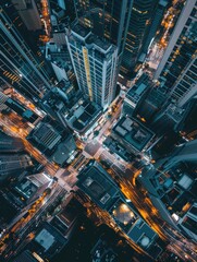 Wall Mural - a cityscape at night with a crosswalk in the middle