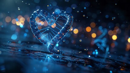 Wall Mural - Glass heart with bokeh lights background