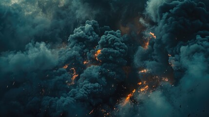 Wall Mural - A large cloud of smoke is billowing from a fire